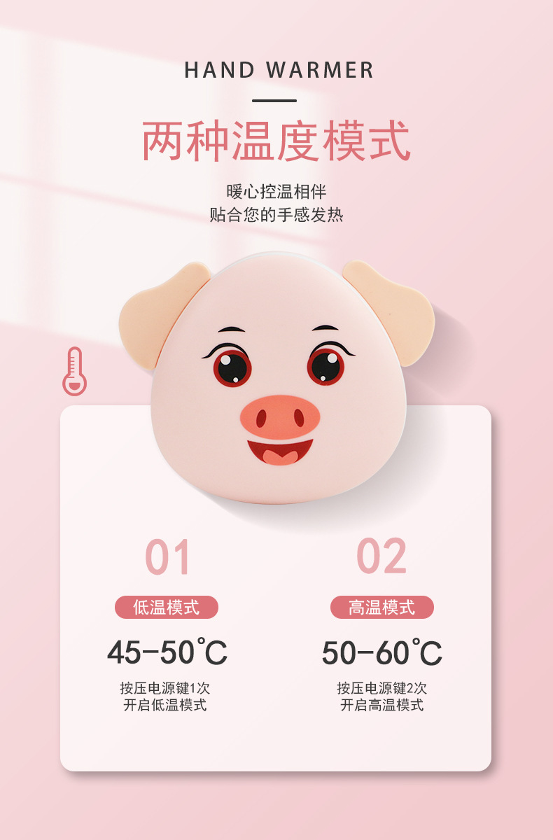 USB Charging Multifunctional Mini Hand Warmer Makeup Mirror Electric Heater Winter Gift Cartoon Self-Heating Heating Pad