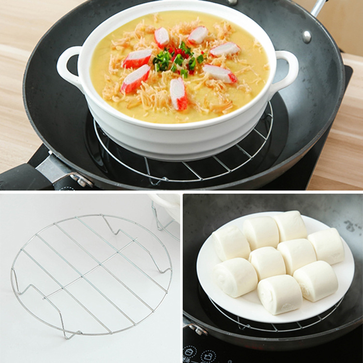 Kitchen High Leg SST Steaming Rack Four Corner Steaming Tray Steamed Egg Stand Rice Cooker Steaming Rack Steamer Rack