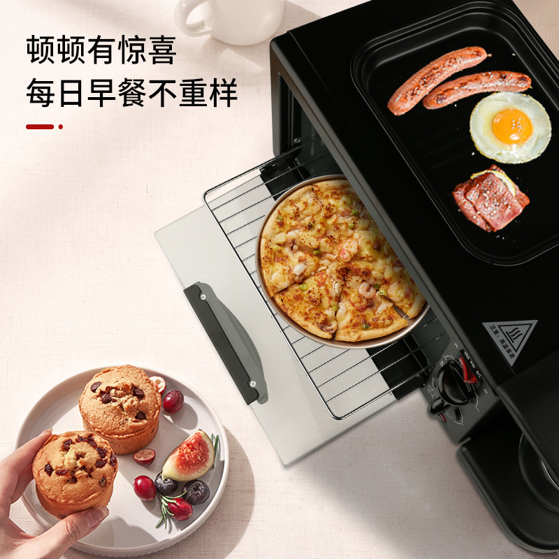 Little Overlord Triple Breakfast Machine Frying and Baking Toaster Electric Oven Baking Bread Bread Maker