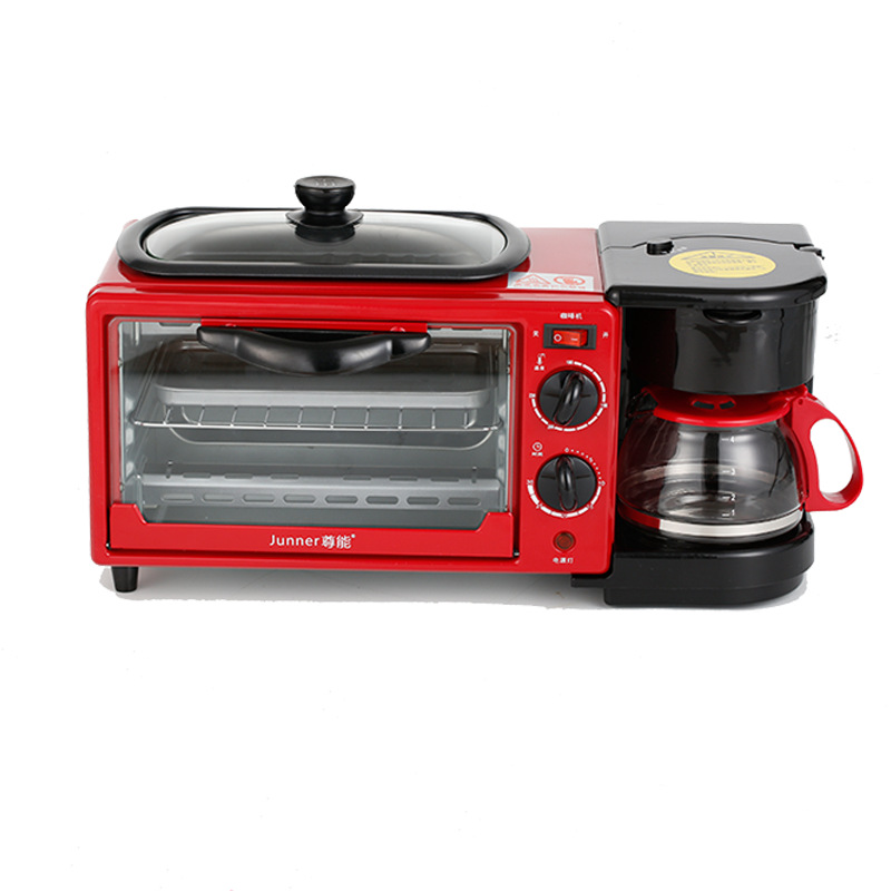 Household Multi-Functional Triple Breakfast Machine Mini Electric Oven Coffee Machine Sandwich Bread Maker Toaster Gift