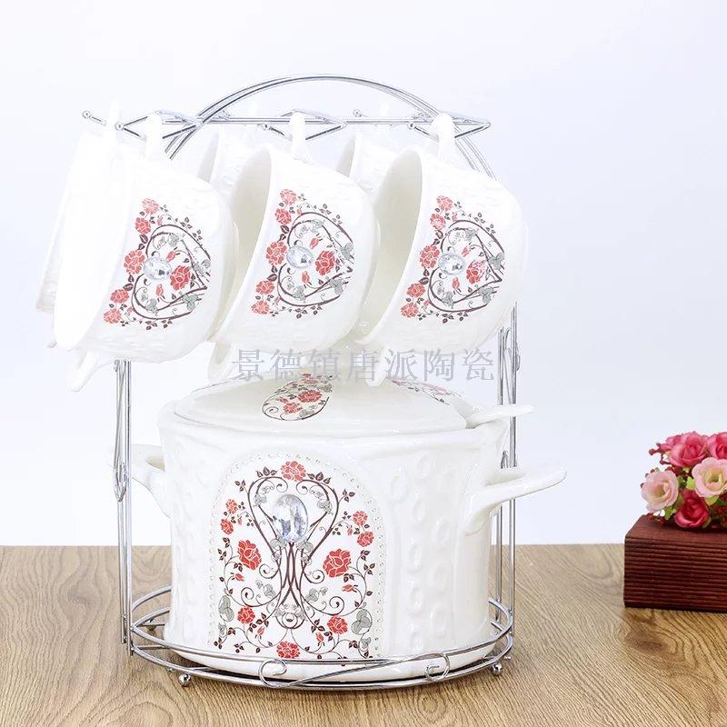 Jingdezhen ceramic soup pot soup bowl soup spoon set rice noodle  heat-resistant king kong pot health pot