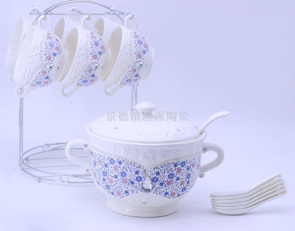Jingdezhen ceramic soup pot soup bowl soup spoon set rice noodle  heat-resistant king kong pot health pot