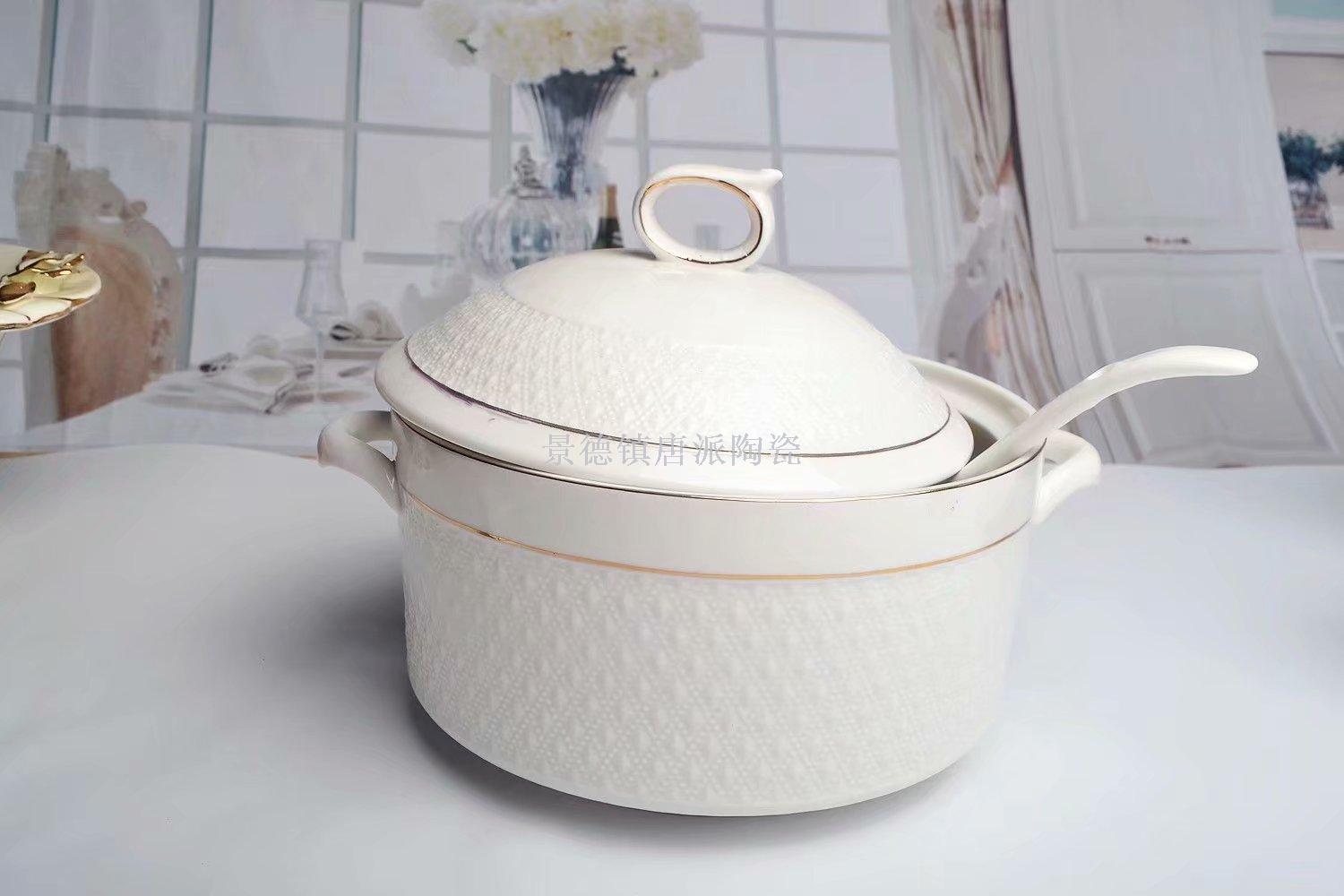 Jingdezhen ceramic soup pot ceramic bowl ceramic double ear pot rice noodle pot heat-resistant pot health pot Jingdezhen ceramic soup pot ceramic bowl ceramic double ear pot rice noodle pot heat-resistant pot health pot