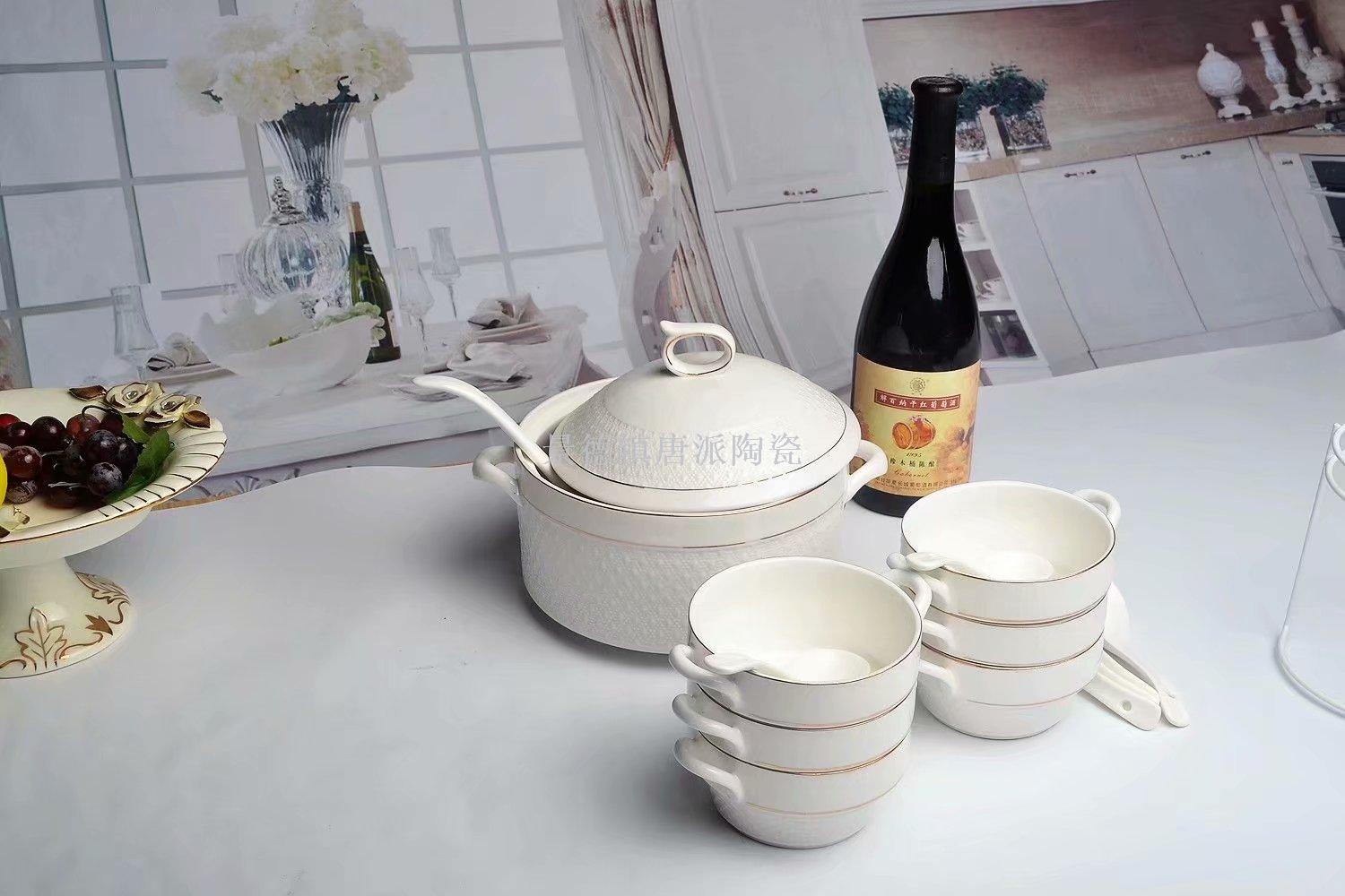 Jingdezhen ceramic soup pot ceramic bowl ceramic double ear pot rice noodle pot heat-resistant king kong pot health pot Jingdezhen ceramic soup pot ceramic bowl ceramic double ear pot rice noodle pot heat-resistant king kong pot health pot