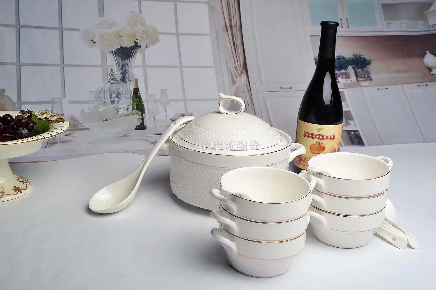 Jingdezhen ceramic soup pot ceramic bowl ceramic double ear pot rice noodle pot heat-resistant king kong pot health pot Jingdezhen ceramic soup pot ceramic bowl ceramic double ear pot rice noodle pot heat-resistant king kong pot health pot