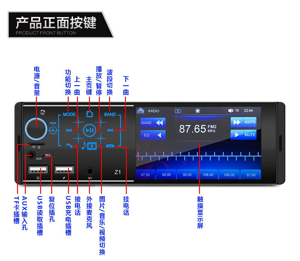 Z1 New Touch Screen Dual USB Bluetooth HandsFree Car Kit MP5 Player Colorful Light Card USB Drive Radio AllinOne Machine Z1 New Touch Screen Dual USB Bluetooth HandsFree Car Kit MP5 Player Colorful Light Card USB Drive Radio AllinOne Machine