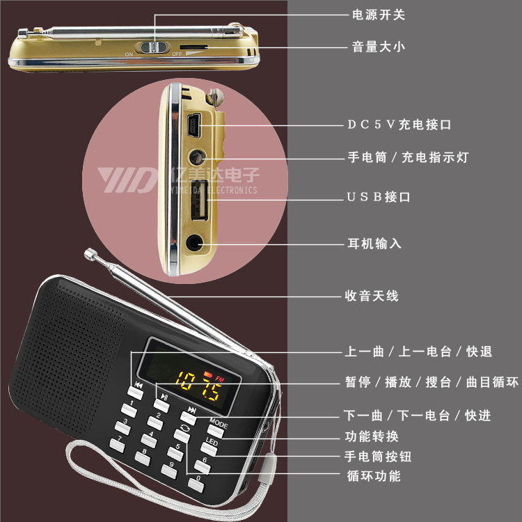 UltraThin Foreign Trade Radio Elderly Portable Square Morning Exercise Speaker Digital FM Card Speaker Whole UltraThin Foreign Trade Radio Elderly Portable Square Morning Exercise Speaker Digital FM Card Speaker Whole