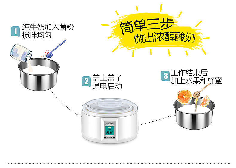 Large Capacity  1.5L Stainless Steel Yogurt Machine Household Cup-Dividing Rice Wine Natto Fermenter Automatic
