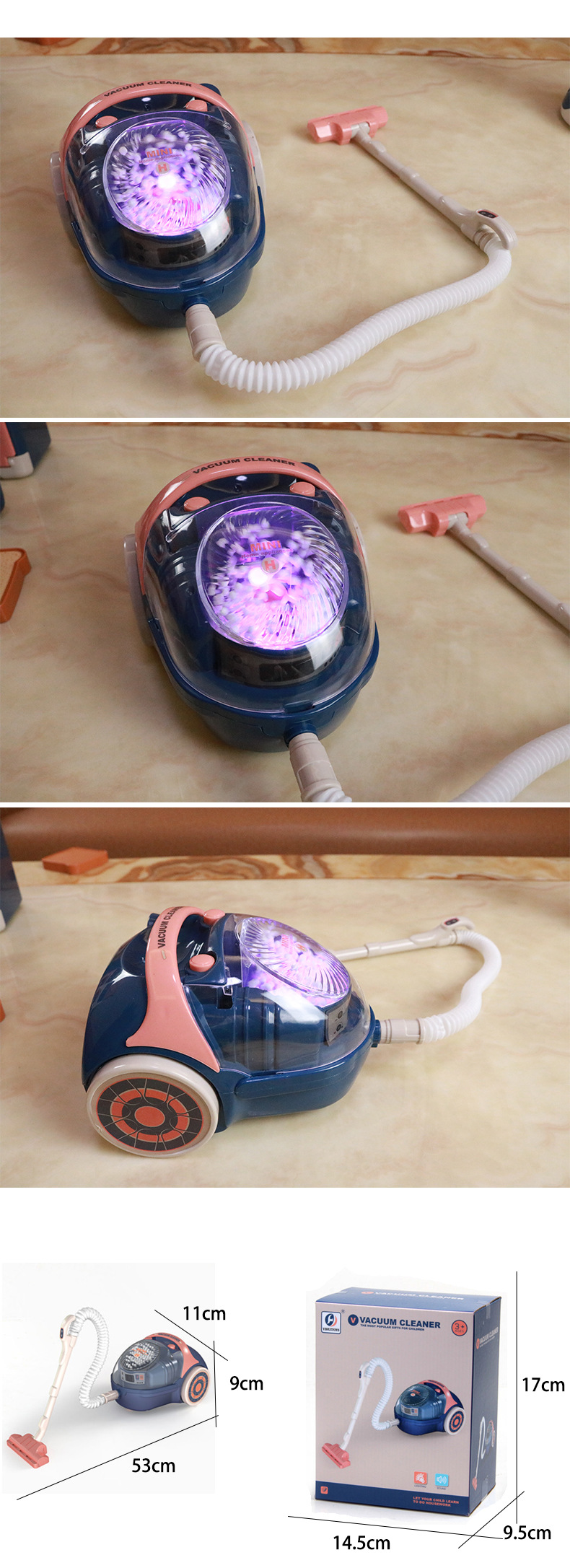 Cross-Border Children Play House Simulation Electric Lamplight Sound Effect Life Small Vacuum Cleaner