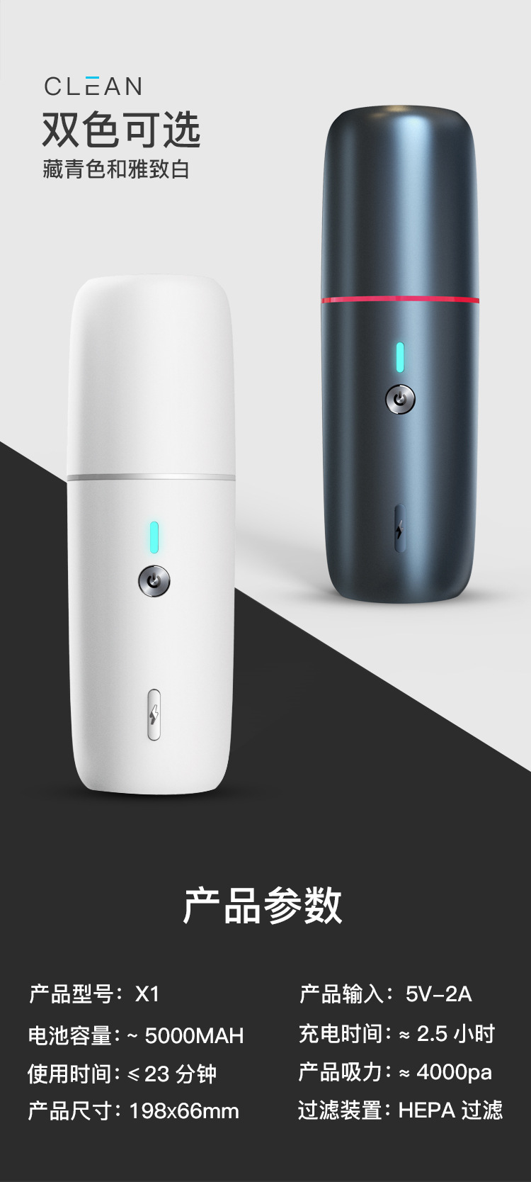 Cross-Border Car Cleaner Portable Car Wireless Vacuum Cleaner Handheld Mini Wireless Charging Vacuum Cleaner