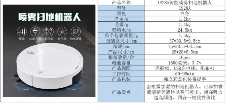 Intelligent ThreeinOne Cleaning Machine Household Rechargeable Vacuum Cleaner Small Gift Home Appliance Customization