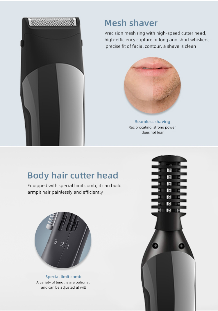 Komex multifunction 6 in 1 grooming kit IPX6 hair trimmer USB rechargeable electric hair clipper Komex multifunction 6 in 1 grooming kit IPX6 hair trimmer USB rechargeable electric hair clipper