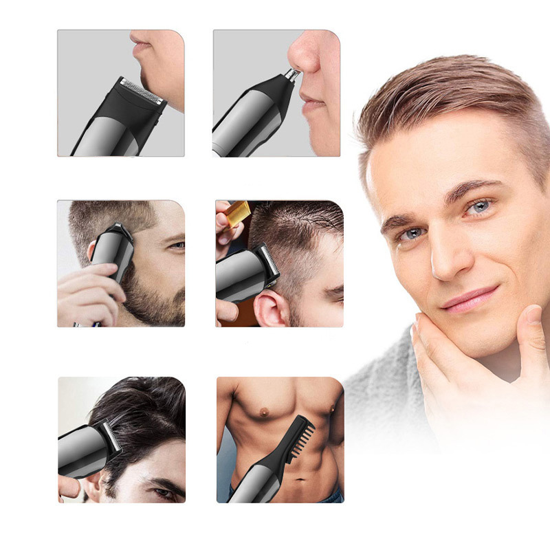 Komex multifunction 6 in 1 grooming kit IPX6 hair trimmer USB rechargeable electric hair clipper Komex multifunction 6 in 1 grooming kit IPX6 hair trimmer USB rechargeable electric hair clipper