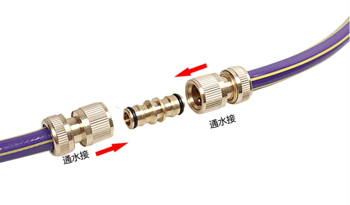 Copper water pipe joint with two pass joint cooling pipe connected intermediate through quick connector Copper water pipe joint with two pass joint cooling pipe connected intermediate through quick connector