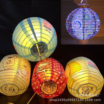 Mid-Autumn festival children handmade Chinese traditional hanfu creative hand-held props projection hollow paper lantern