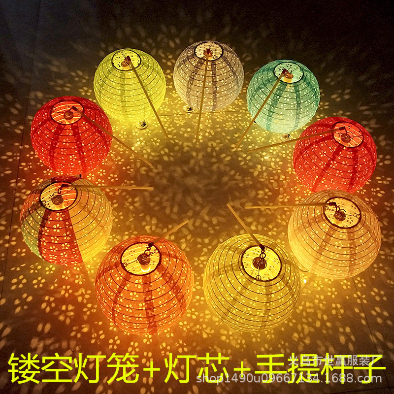 Mid-Autumn festival children handmade Chinese traditional hanfu creative hand-held props projection hollow paper lantern