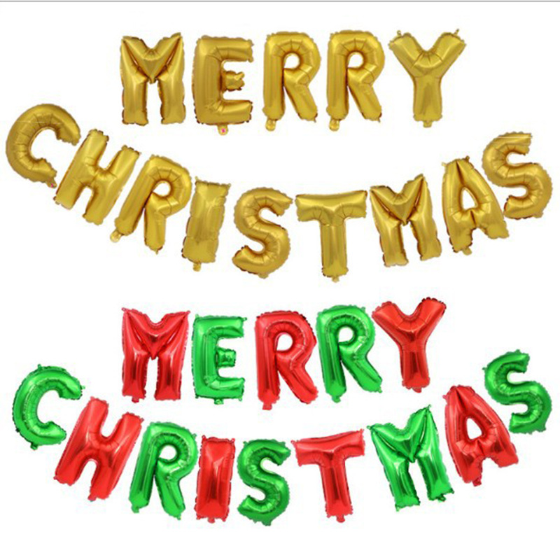 Merry Christmas MerryChristmas Letters Aluminum Foil Balloon Set Christmas Bar Christmas Decorating Ball