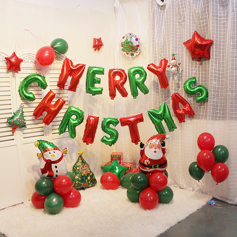 Merry Christmas MerryChristmas Letters Aluminum Foil Balloon Set Christmas Bar Christmas Decorating Ball