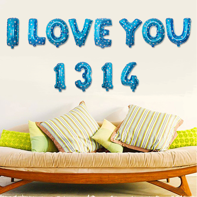 Scene layout proposal decoration rose red English letters aluminum film balloon set ILOVEYOU1314
