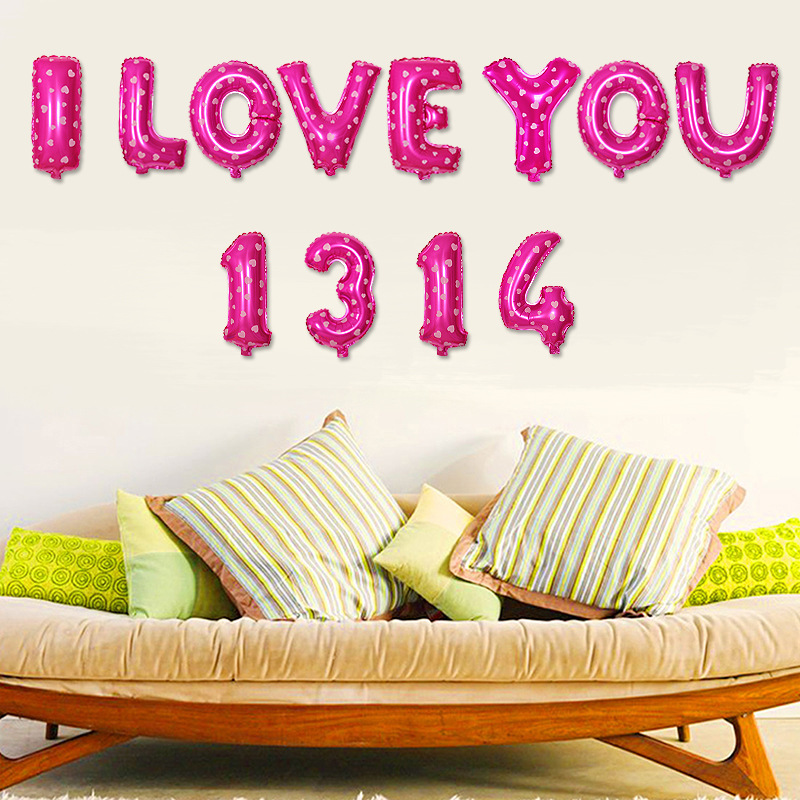 Scene layout proposal decoration rose red English letters aluminum film balloon set ILOVEYOU1314 Scene layout proposal decoration rose red English letters aluminum film balloon set ILOVEYOU1314