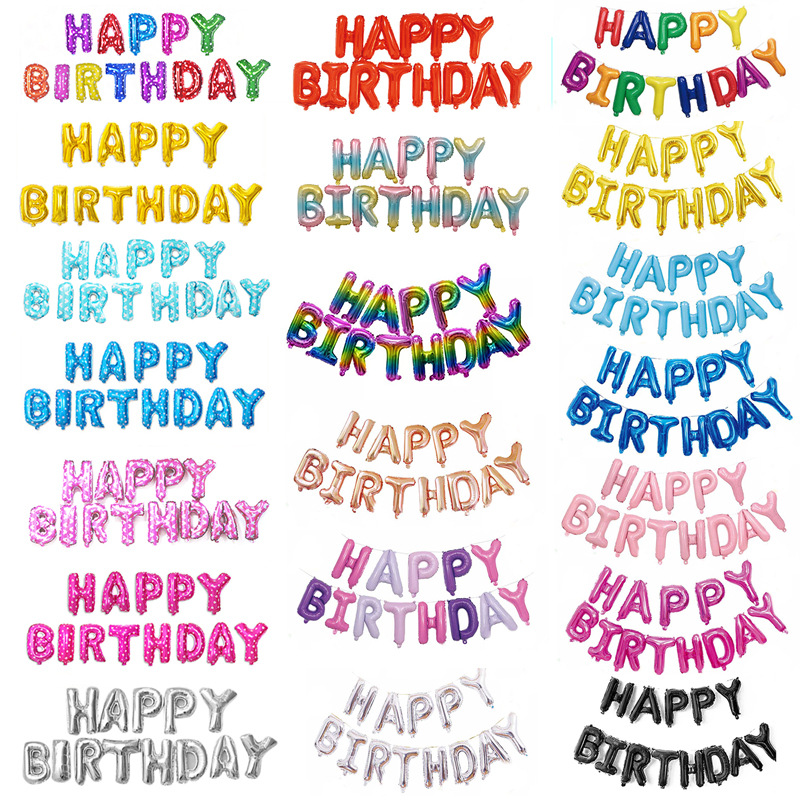 Letter Balloon Set Happy Birthday Package Balloon Decoration Supplies Aluminum Film Balloon Wholesale Letters Balloon