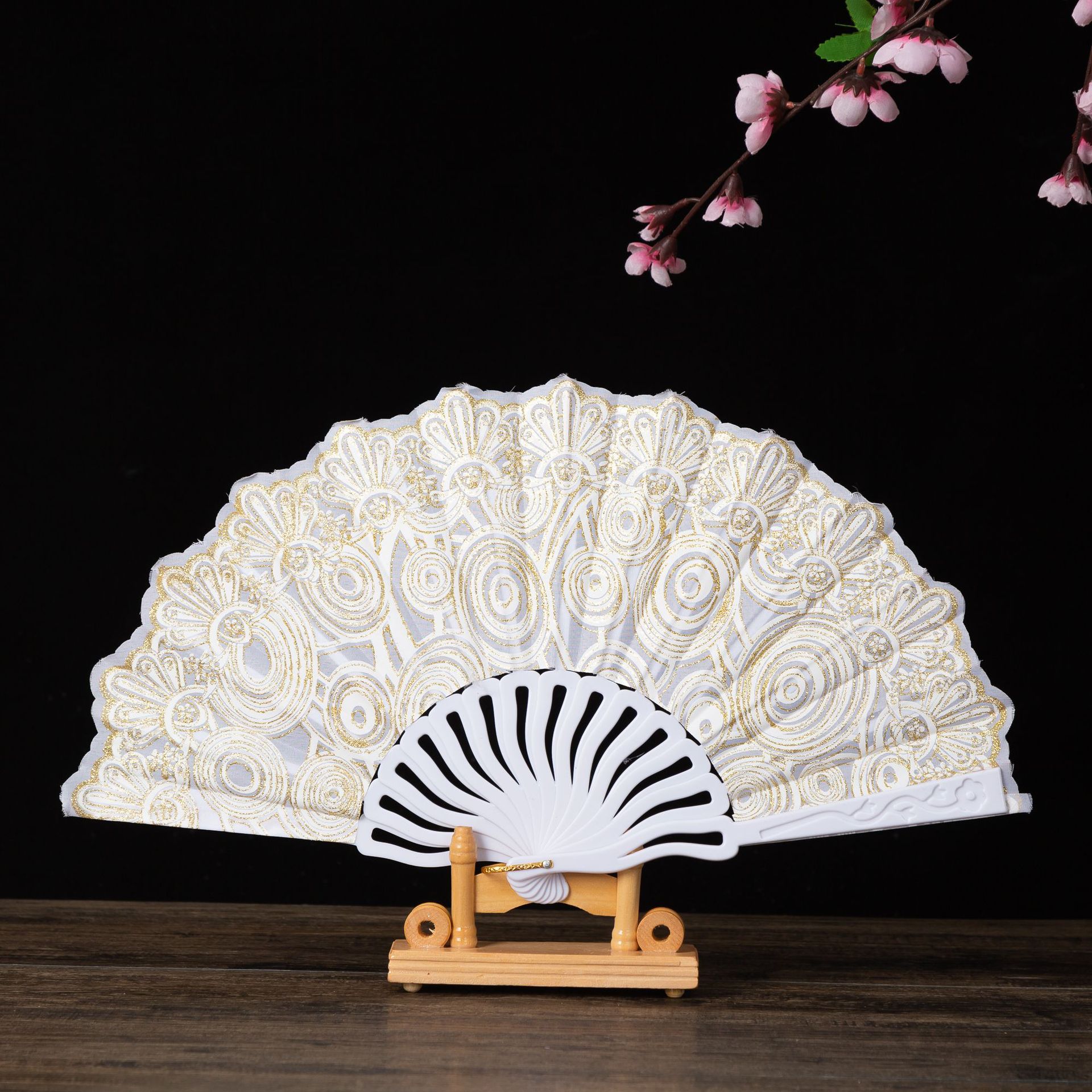 Chinese Style Keel Fan Gilding Pink Dance Fan Wedding Fan Spanish Fan Female Fan Folding Fan Advertising Fan Wholesale