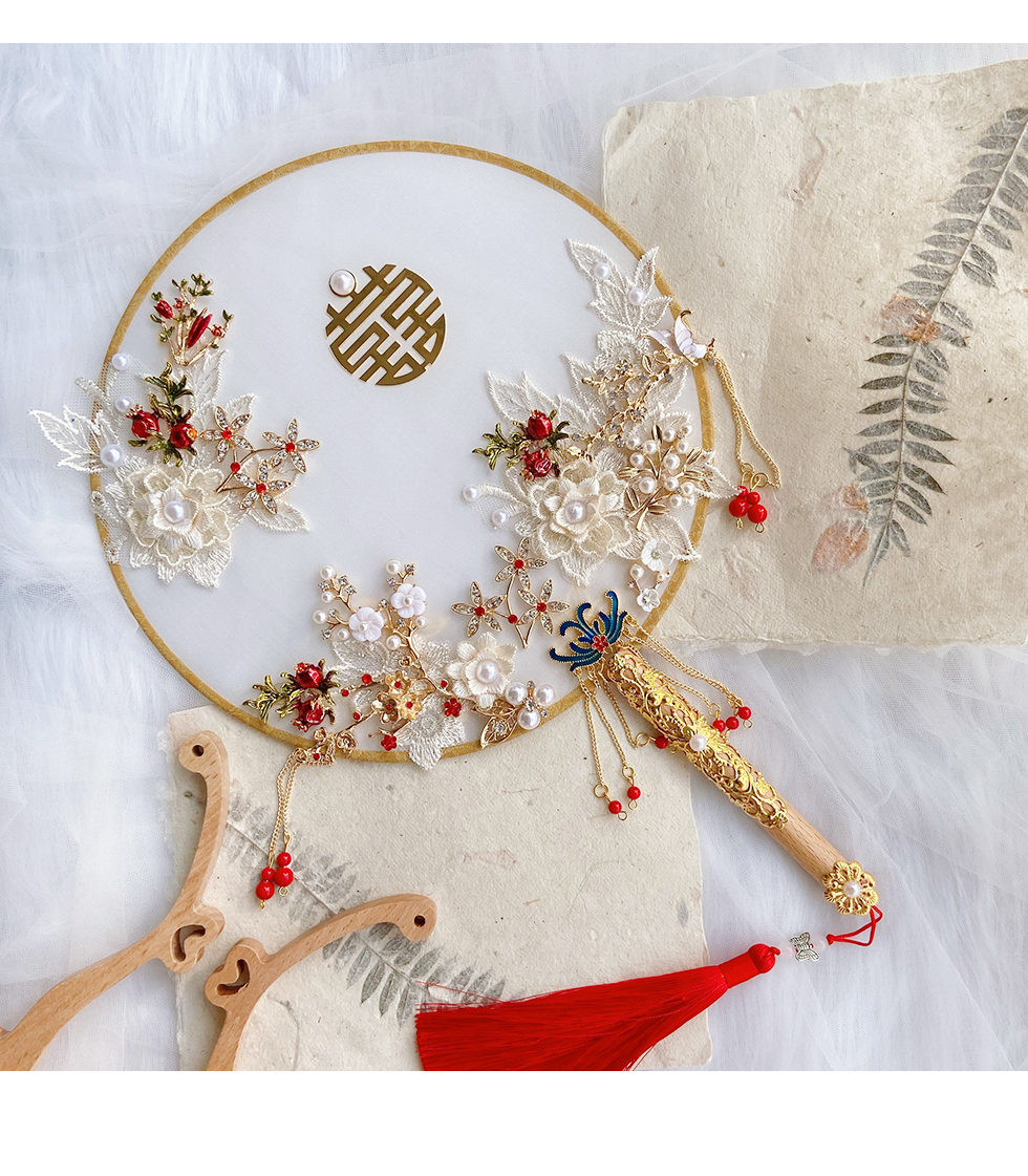 Wedding Fan Bride Wedding Circular Fan He Clothing Fan Wedding Wedding Wedding Fan Handmade DIY Material Package