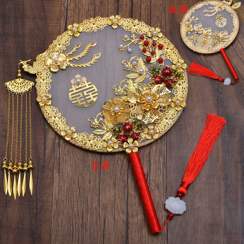 Wedding Fan Tie Chinese Xiuhe Clothing Fan Chinese Style Han Chinese Clothing Bridal Bouquet Decorative Fan Wedding Fan Tie Chinese Xiuhe Clothing Fan Chinese Style Han Chinese Clothing Bridal Bouquet Decorative Fan