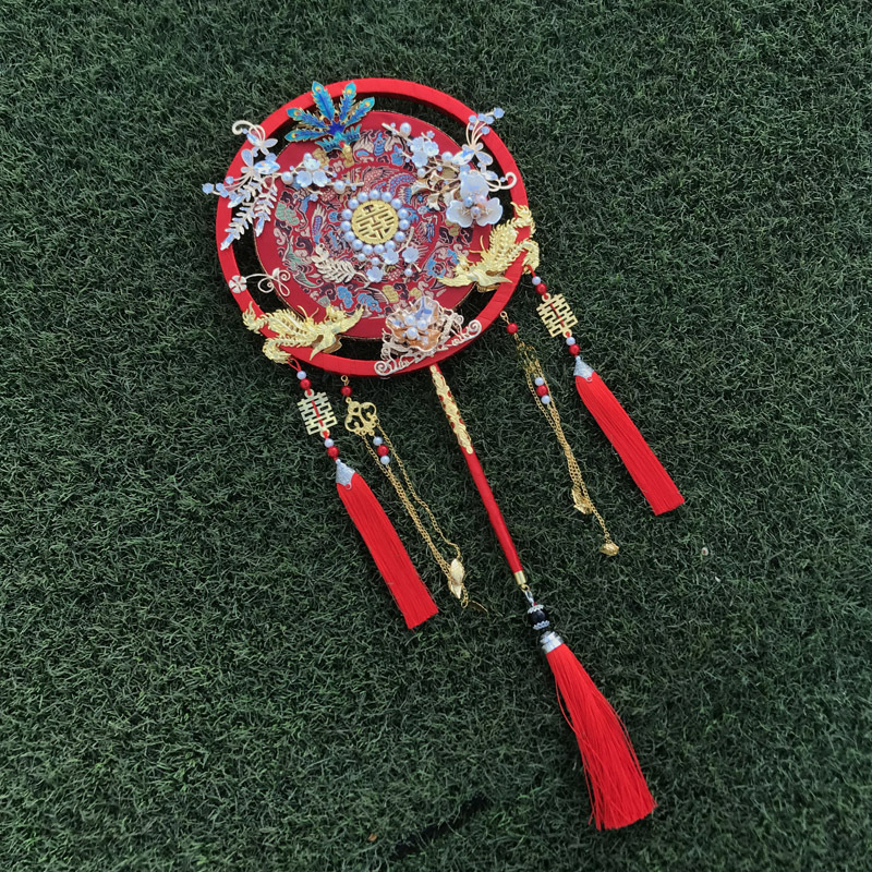 Wedding Fan  Chinese Style French Flower Wedding Wedding Fan Double-Sided Ancient Style Chinese Finished Dance