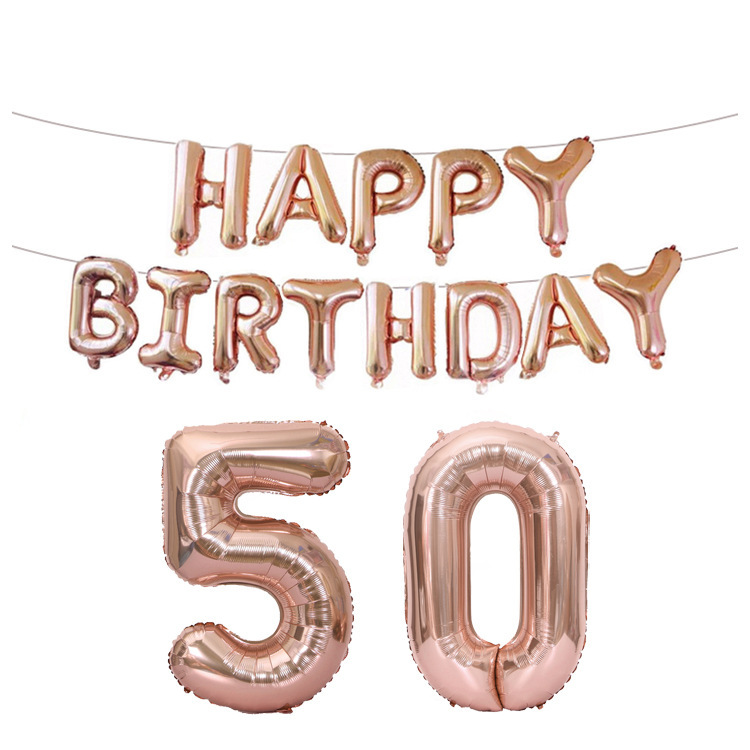 Happy Birthday Birthday Decorative Aluminum Foil Balloon 40-Inch Rose Gold Big Number Aluminum Foil Balloon Set