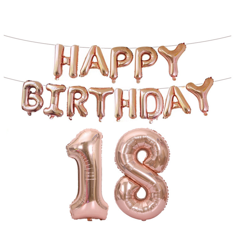 Happy Birthday Birthday Decorative Aluminum Foil Balloon 40-Inch Rose Gold Big Number Aluminum Foil Balloon Set