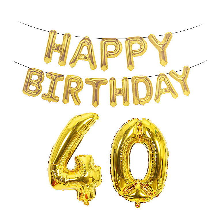 Happy Birthday Birthday Decorative Aluminum Foil Balloon 40-Inch Rose Gold Big Number Aluminum Foil Balloon Set