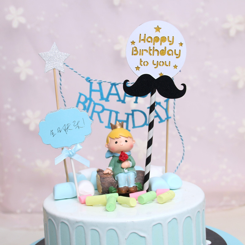 Birthday Cake Decoration Moustache Straw round Brand HB Cake Inserting Beard Straw