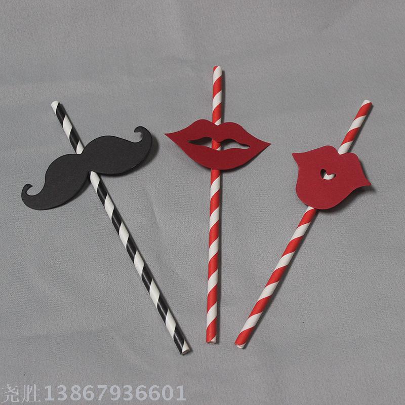 Creative beard props straight straw paper straw funny beard festive accessories 25 sets Creative beard props straight straw paper straw funny beard festive accessories 25 sets