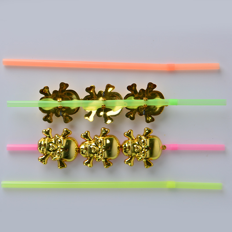 AliExpress Hot Sale Trick Spoof Cockroach Straw Beard Straw Halloween Decoration Skull Straw Wholesale