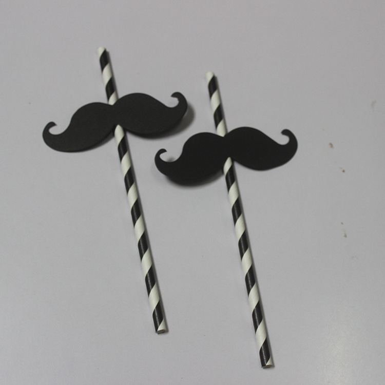 Creative beard props straight straw paper straw funny beard festive supplies 25 pieces