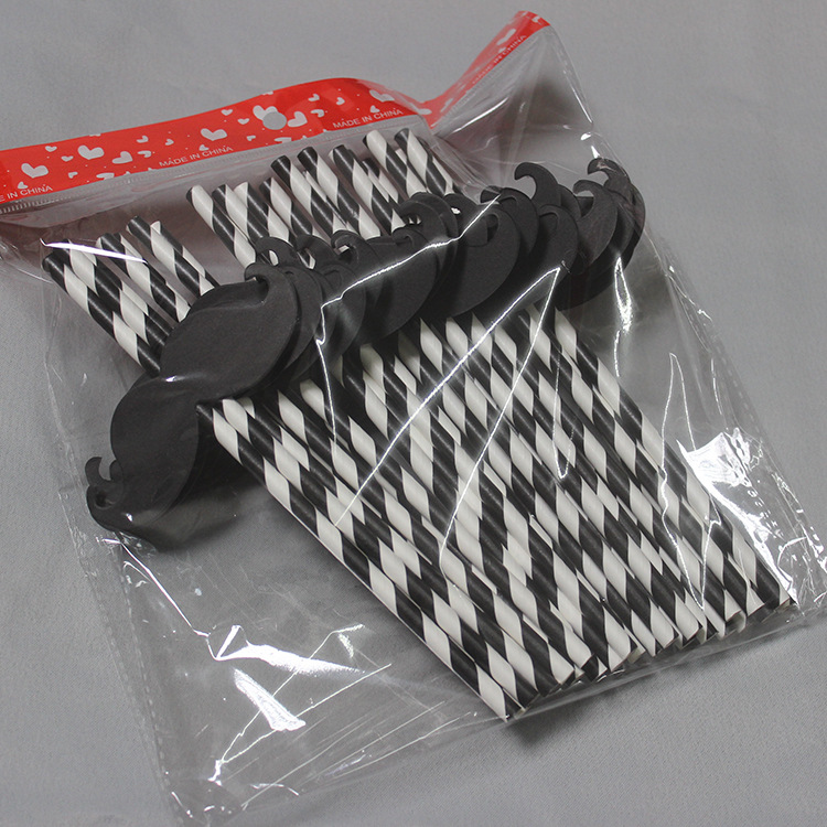 Creative beard props straight straw paper straw funny beard festive supplies 25 pieces