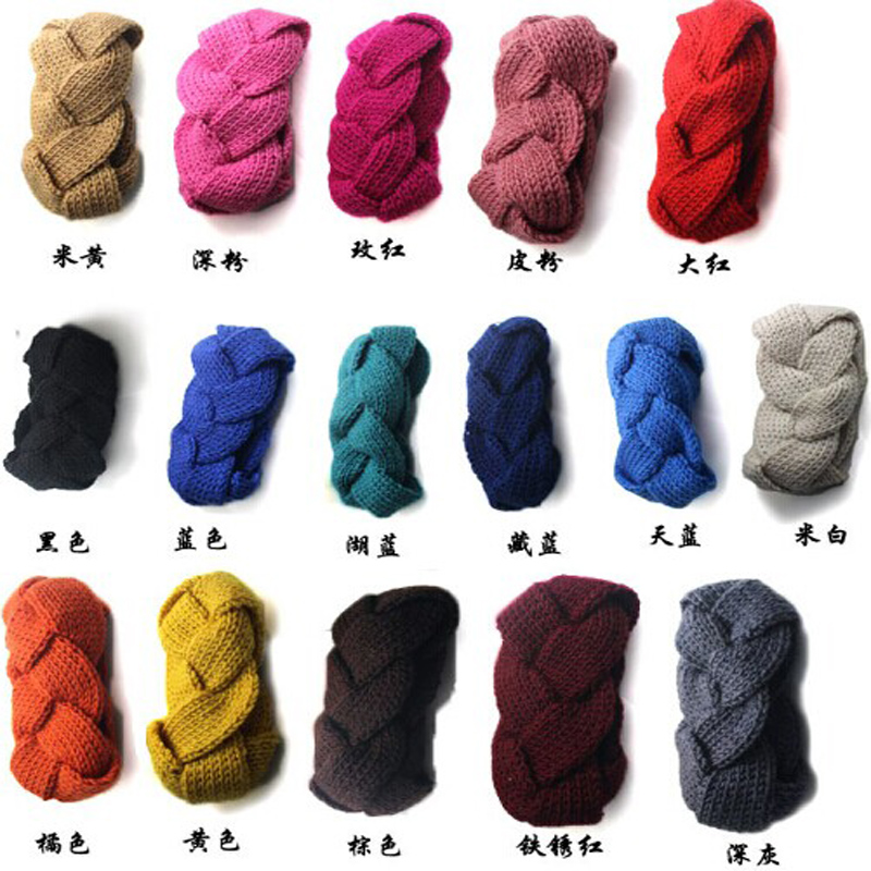 Han Guodong a super wide knitting wool elastic headband Hemp flowers warm headdress headgear
