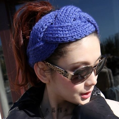 Han Guodong a super wide knitting wool elastic headband Hemp flowers warm headdress headgear Han Guodong a super wide knitting wool elastic headband Hemp flowers warm headdress headgear