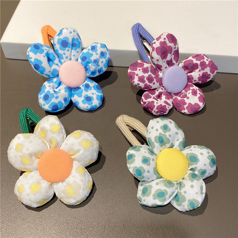 Dignified Flowers Bangs Clip Headdress Hairpin Women's Summer Side Hairpin Forehead Clip Internet Celebrity 2021new