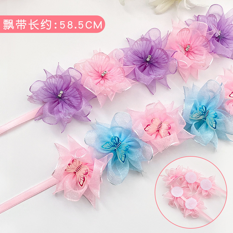 Butterfly Ribbon Little Girl&#039;s Hair Band Baby Hair Band Garland Headdress Super Fairy Head Flower Headdress Flowers