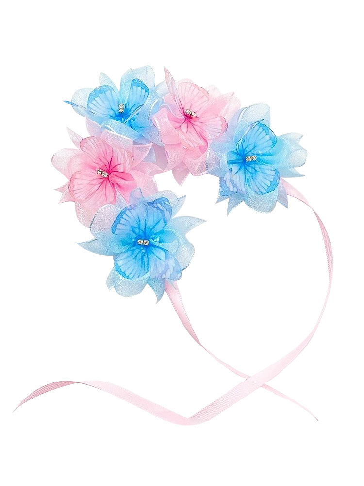 Butterfly Ribbon Little Girl&#039;s Hair Band Baby Hair Band Garland Headdress Super Fairy Head Flower Headdress Flowers