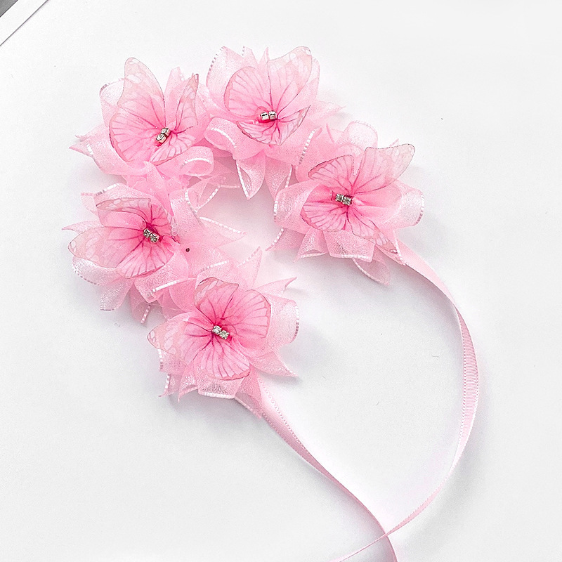 Butterfly Ribbon Little Girl's Hair Band Baby Hair Band Garland Headdress Super Fairy Head Flower Headdress Flowers