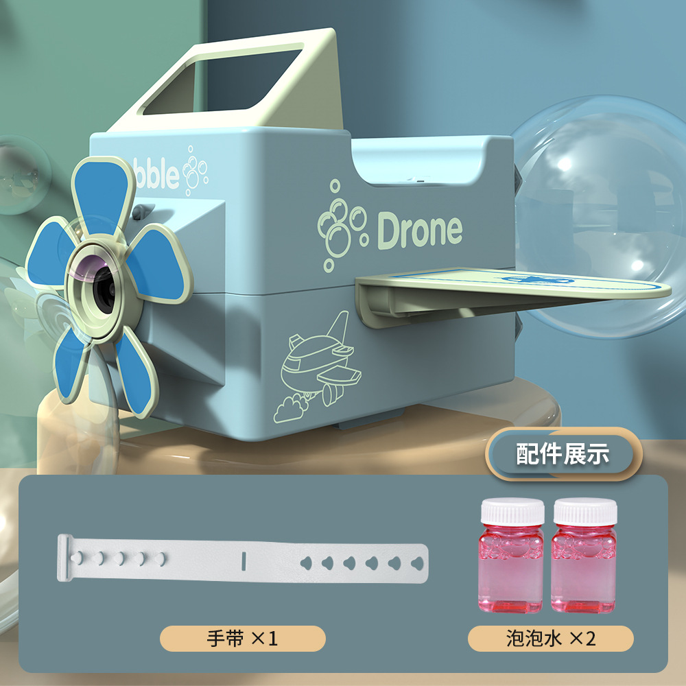 Tiktok Children&#039;s Electric Bubble Cartoon Aircraft Wrist Bubble Machine Automatic Bubble Blowing Toy with Music