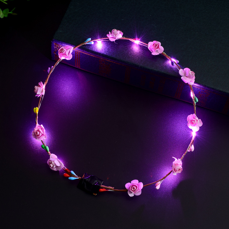 Ten Lights Ten Flowers Flash Luminous Garland Headdress Hair Hoop LED Lights Night Market Stall Hot Toys Children