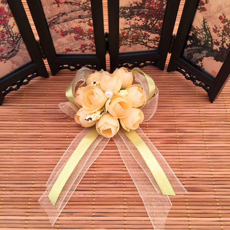 The bride wrist flower flowers Korean Korean simulation wrist hand brooch