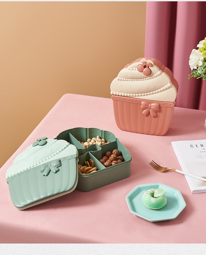 Home Creative Cartoon Cute Dried Fruit with Lid Snack Storage Box Modern Living Room Coffee Table Candy Box Fruit Plate