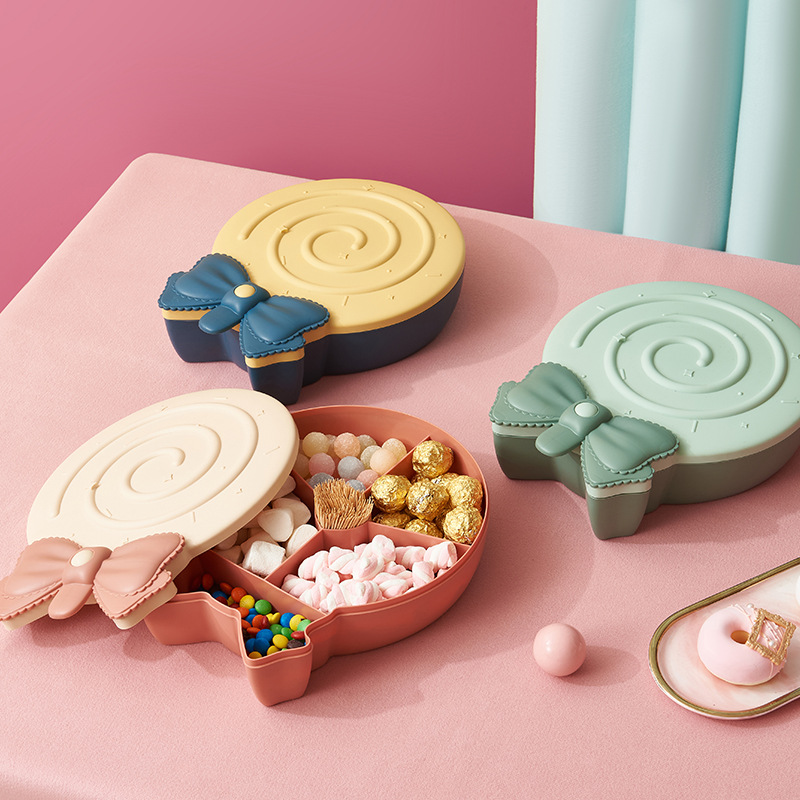 Children's Cute Candy Box Plastic Compartment with Lid Nut Box Creative Home Living Room Large Capacity Snack Box