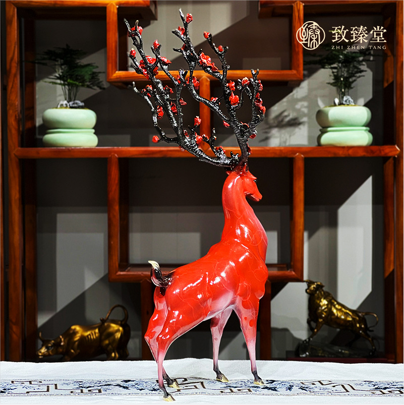 Yilu Changhong Copper Decoration Elk Sika Deer Metal Creativity Home Hallway Living Room Light Luxury Crafts Gift