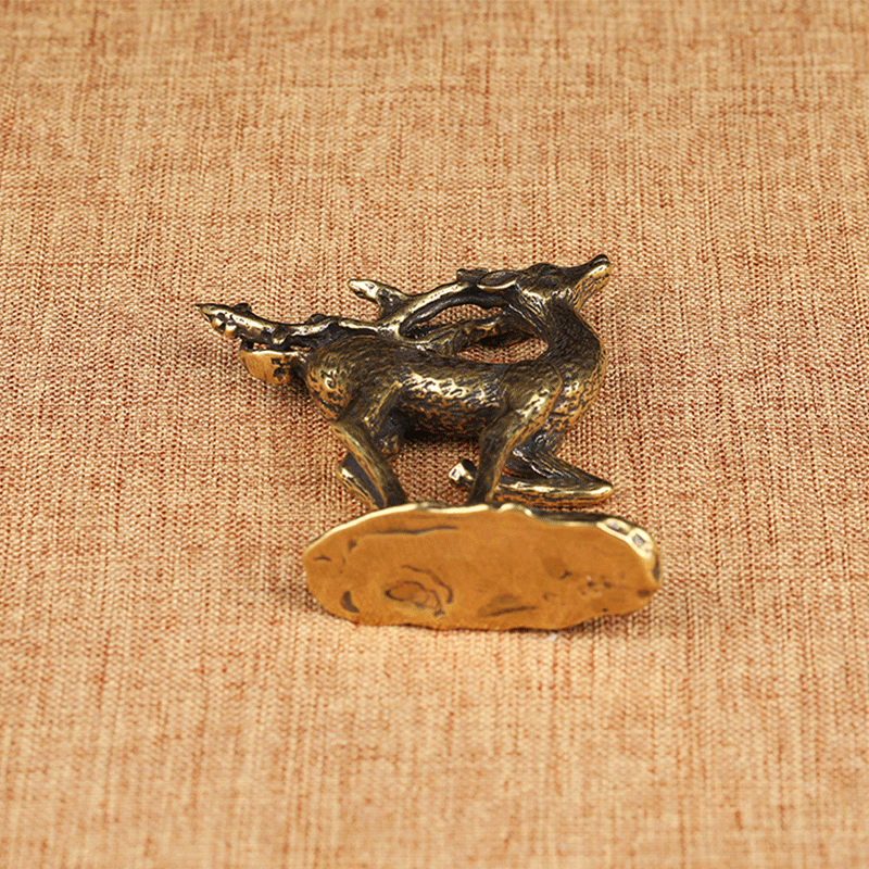 Pure Copper Mini Animal Ornaments Solid Brass Sika Deer Elk Ornaments Safe Metal Crafts Sculpture Metal Deer